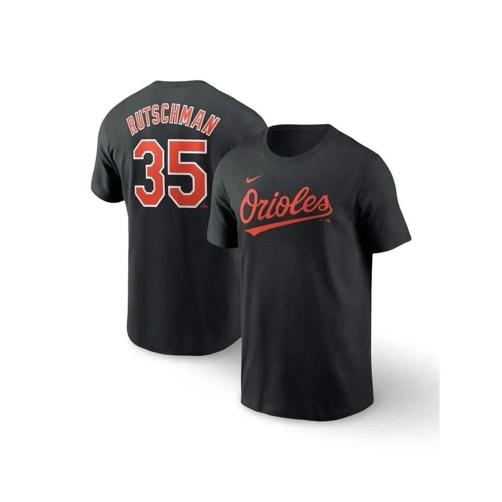 Men's Nike Adley Rutschman Black Baltimore Orioles Fuse Name & #35 T-Shirt NWT